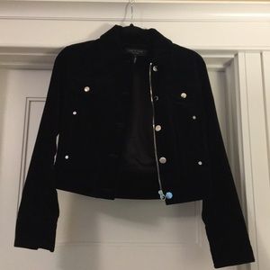 Cropped Velvet Black Jacket